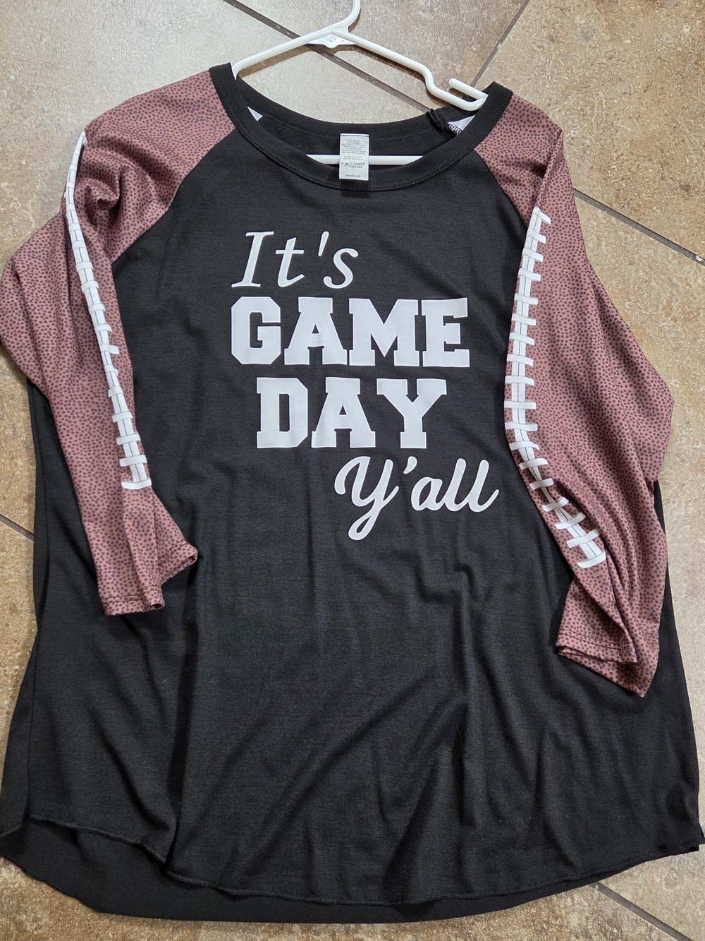 Game Day Y'all Raglan Sleeve Shirt - Black and Brown